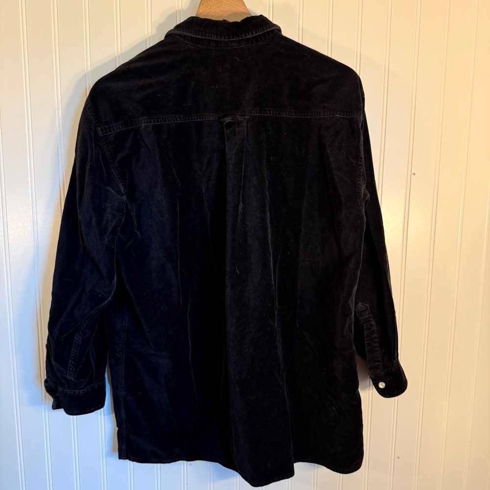 Crossroads Women’s 100% Cotton Black Velvet/Suede Button Down Long Sleeve Size M - Picture 6 of 10
